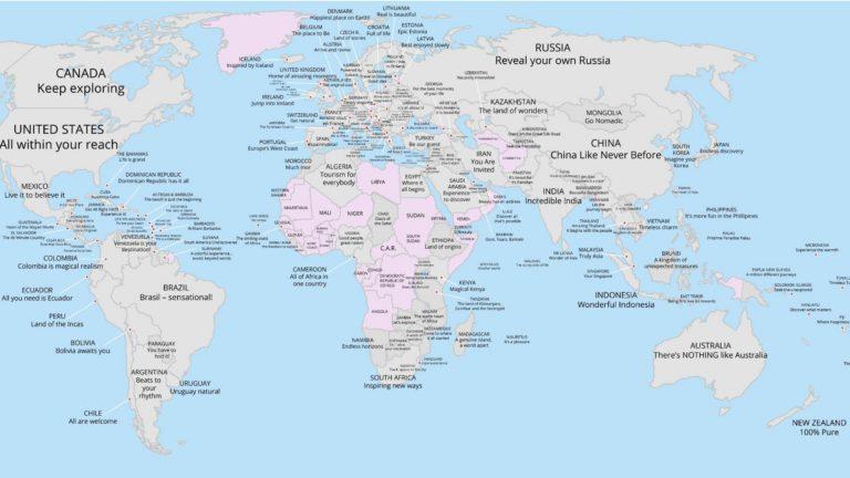 Los slogans de cada país en un solo mapa