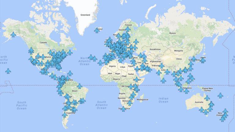 Este mapa muestra los passwords de WiFi de los aeropuertos del mundo
