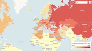 Estos son los países en los que más y menos se fuma: mapa