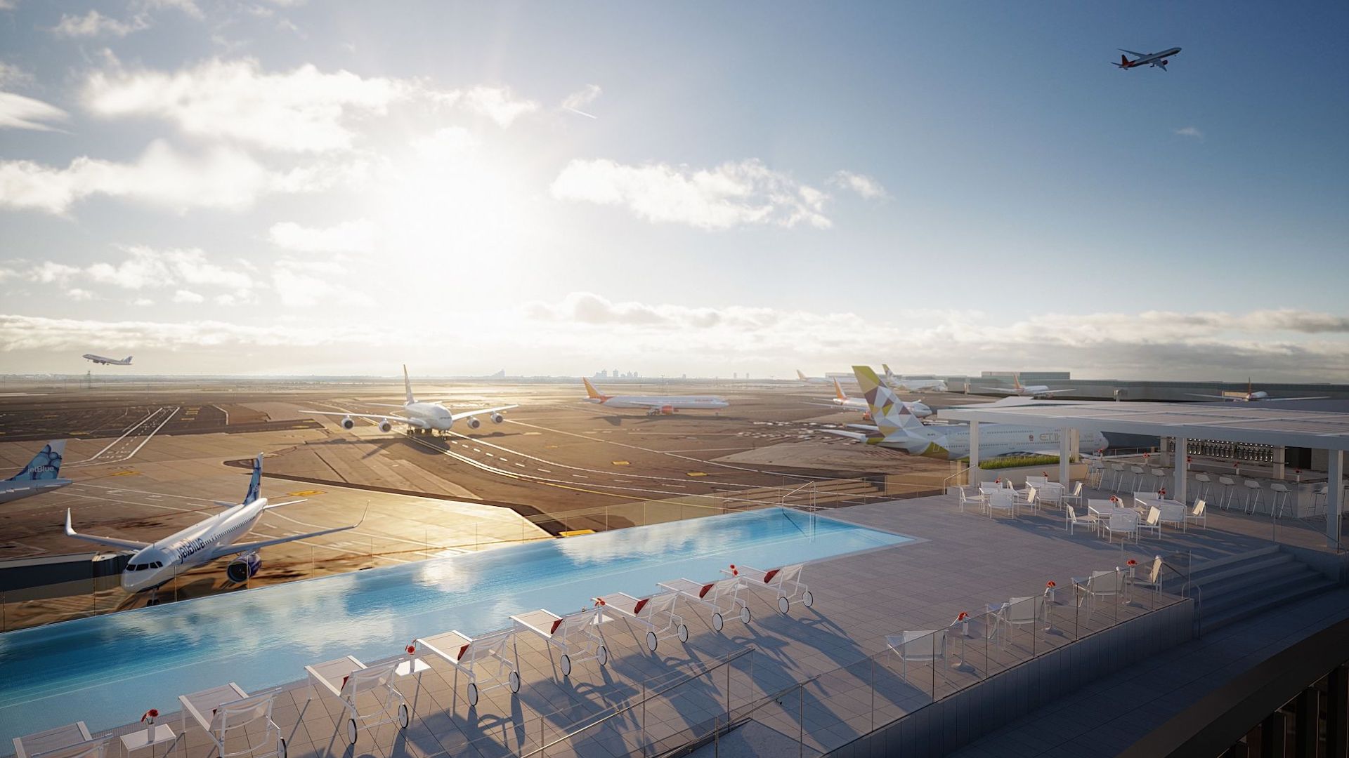 El aeropuerto JFK de Nueva York ahora tiene una piscina panorámica