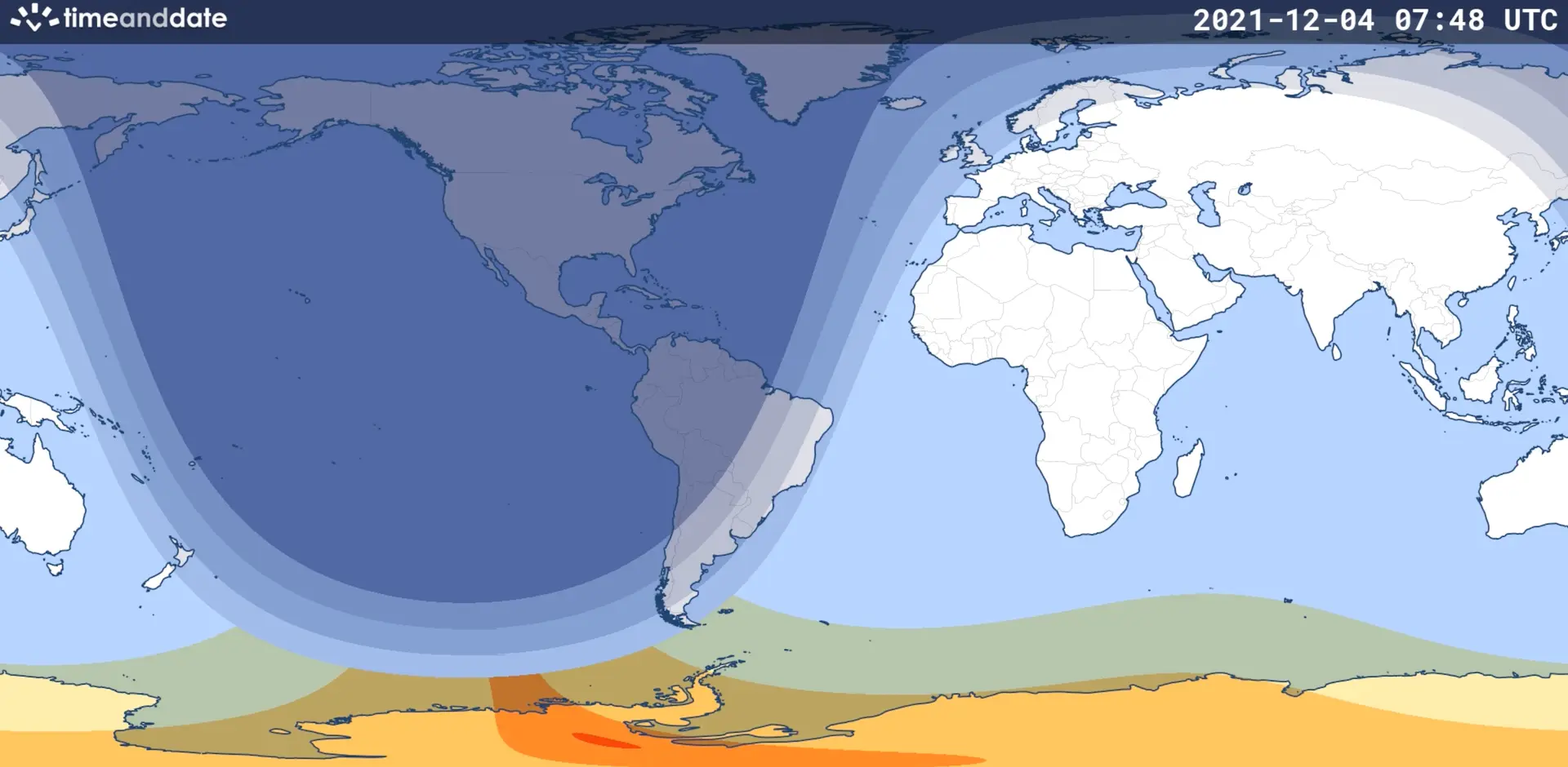 El mapa para ver por donde pasará el último eclipse de sol de 2021