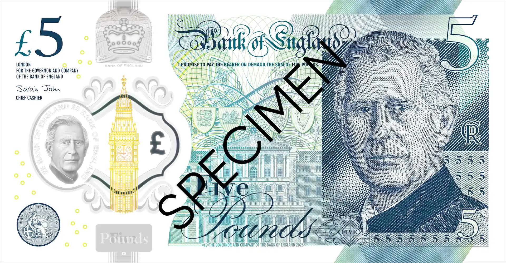Así son los nuevos billetes de libras esterlinas con el Rey Carlos III