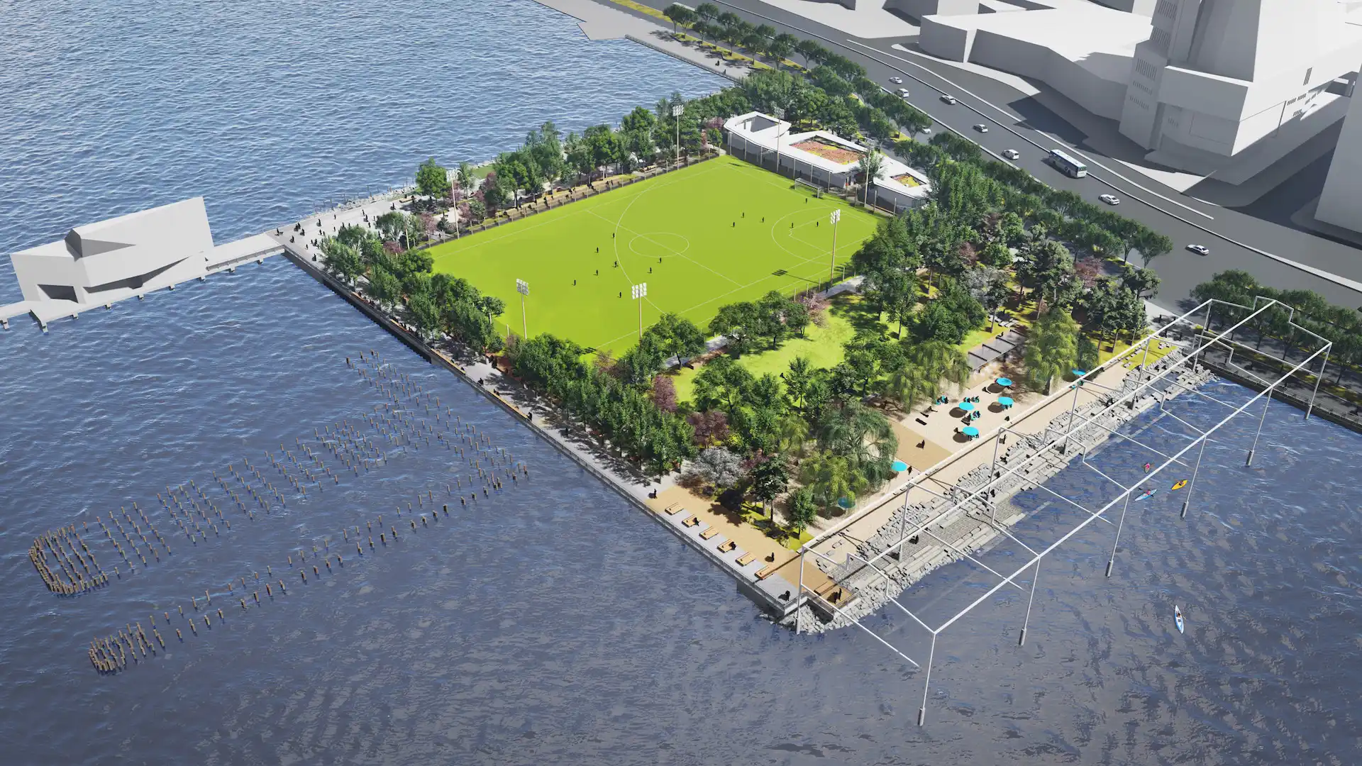Así será la primera playa pública de Manhattan: Gansevoort Peninsula