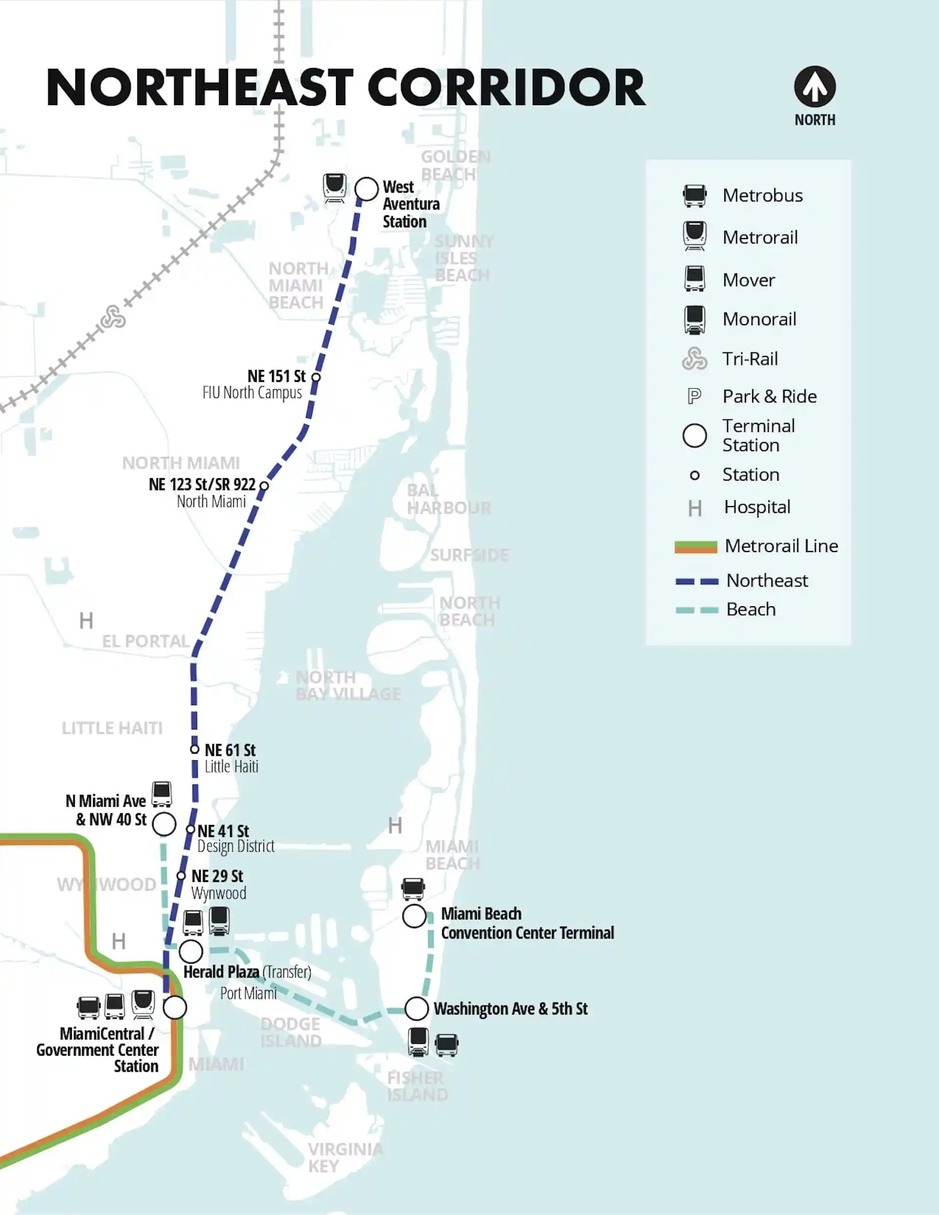 Dónde estarán las nuevas estaciones de trenes entre Miami y Aventura