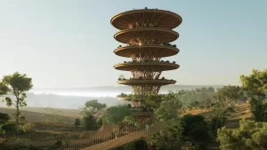 La increíble torre de observación de madera para ver animales en Kenia