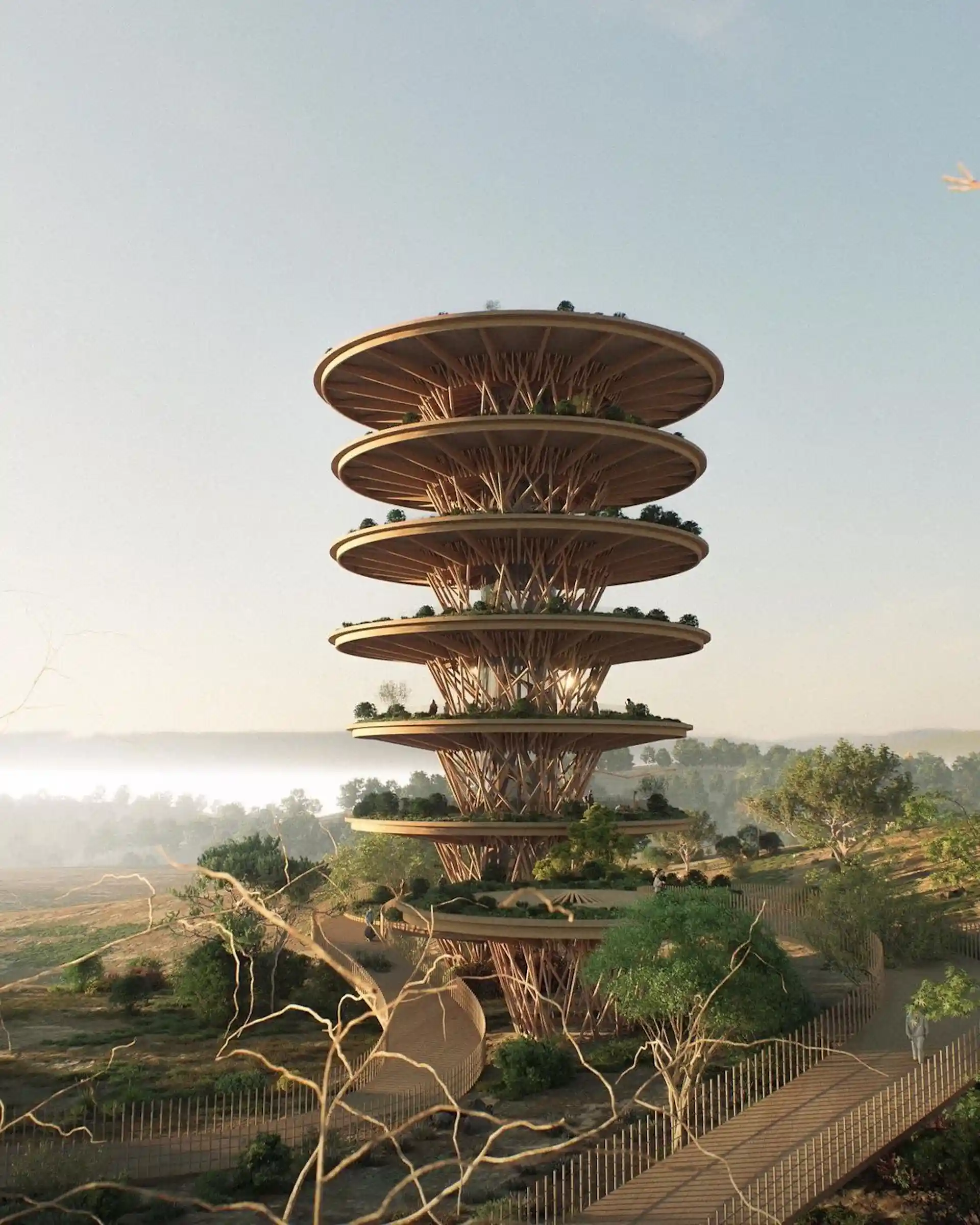 La increíble torre de observación de madera para ver animales en Kenia