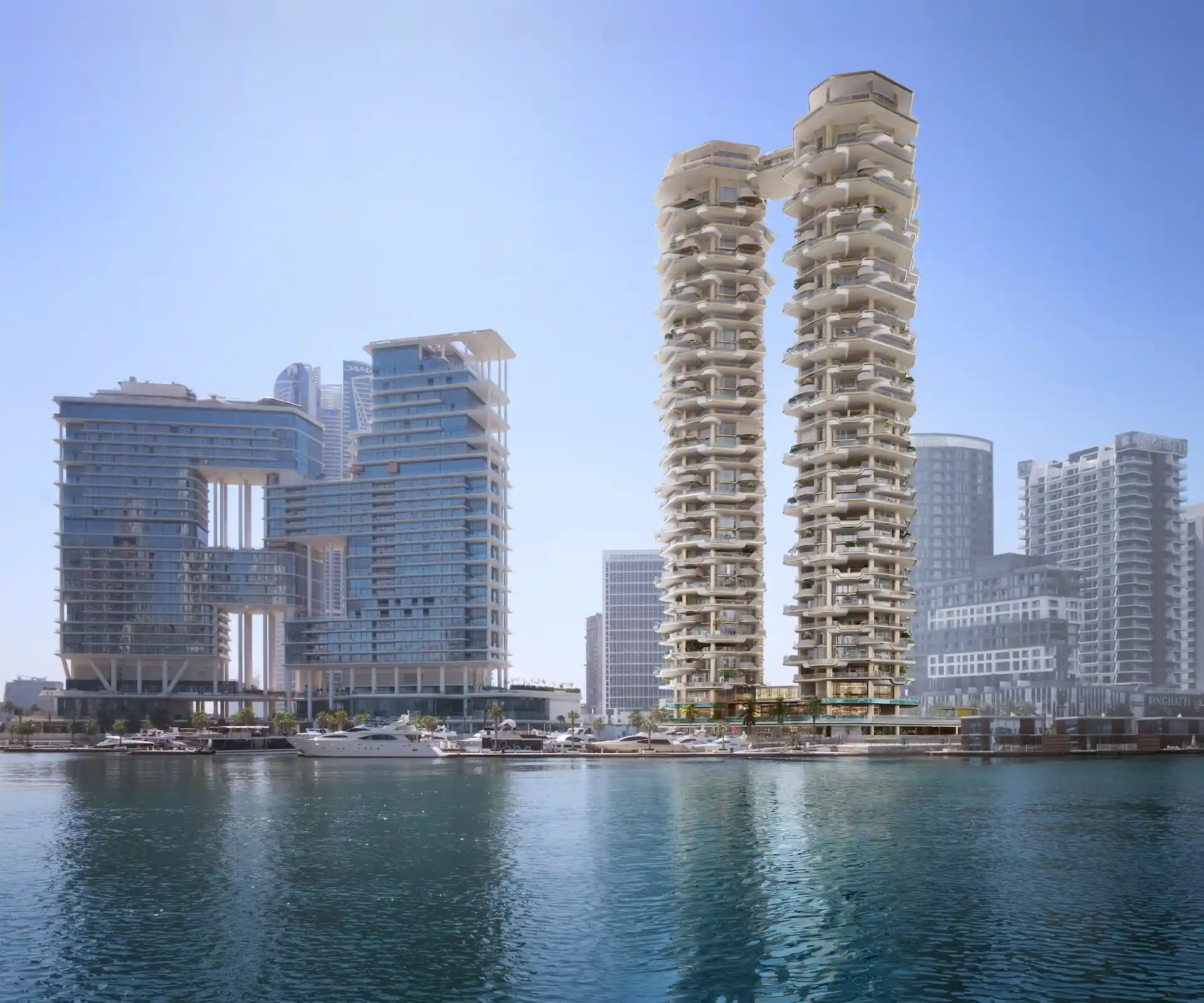 Así es Regent Residences Dubai: los nuevos rascacielos unidos por una piscina flotante