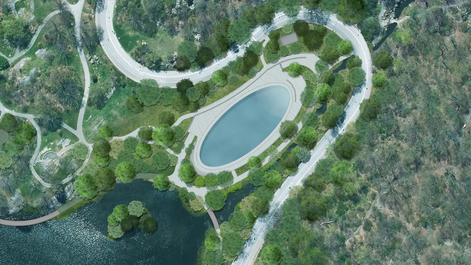 Inauguró la nueva piscina y pista de hielo en el Central Park en Nueva York